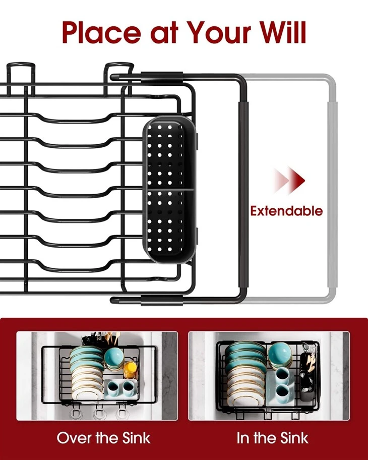 expandable over the sink dish drying rack