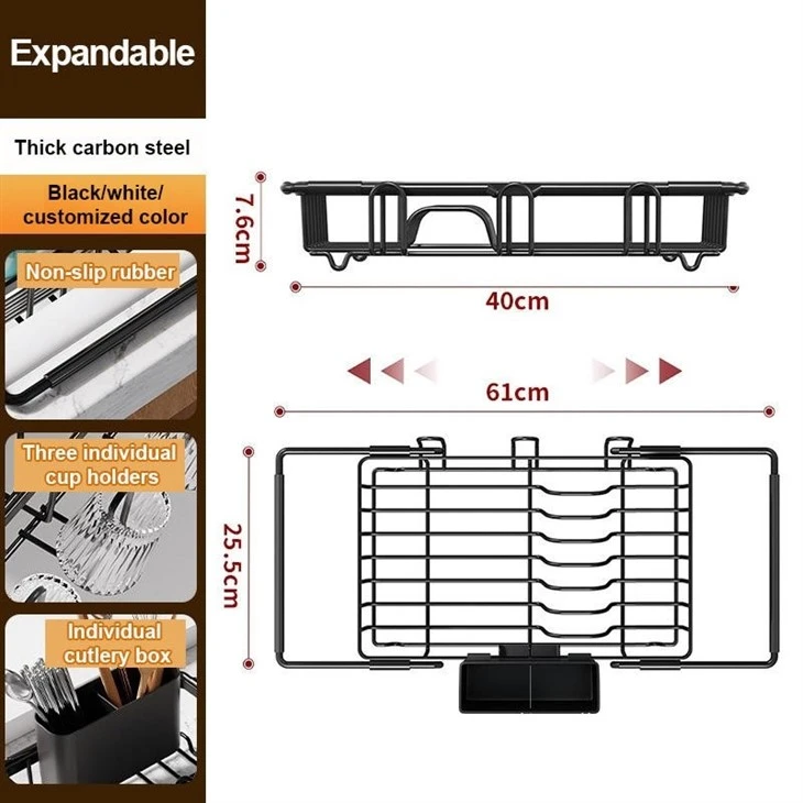 expandable dish drying rack over the sink